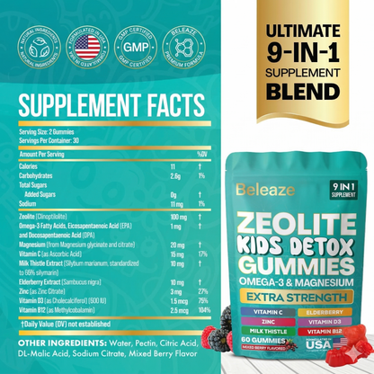 Beleaze Kids Detox Gummies – Plant-Based Gelatin, Immune Support & Overall Wellness Chewables